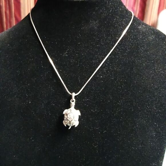 Elegant Silver Necklace with Fine Chain and Textured Pendant - Picture 5 of 7